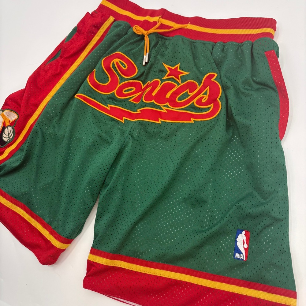 Just Don Seattle SuperSonics 1995-96 Basketball Shorts Green Red Mens 3XL - Picture 2 of 6